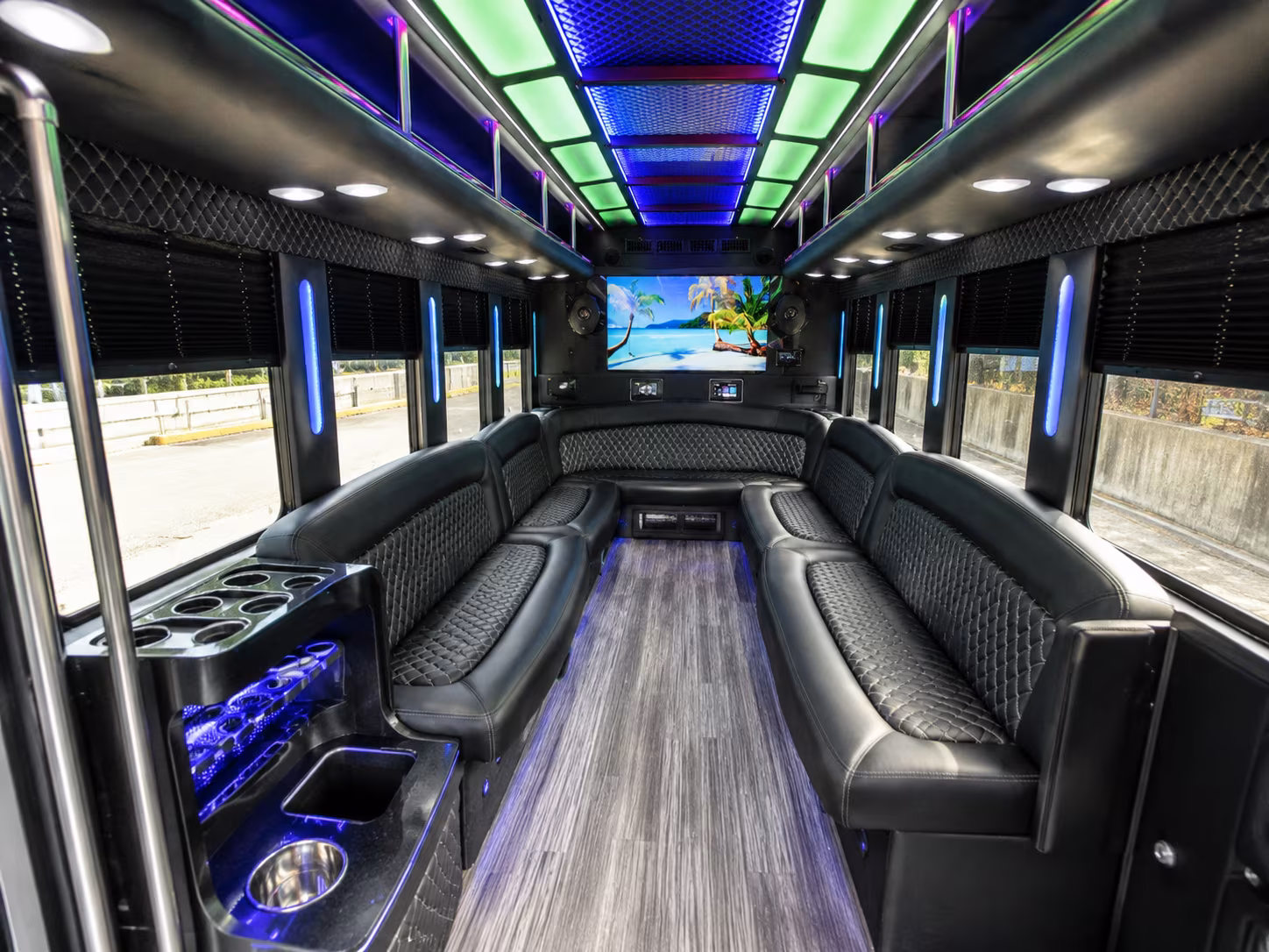 casa grande 18 passenger party bus inside